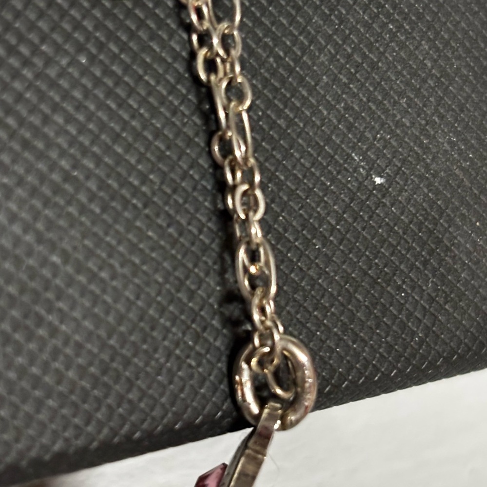 Coach Silver Necklace- White “COACH” Charm with Pink Rhinestone Center - Picture 6 of 8